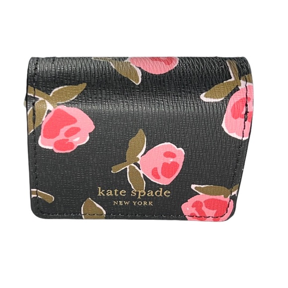 KATE SPADE Black Pink Floral Rose AirPod PRO Chain Crossbody Bag Case - Picture 11 of 14